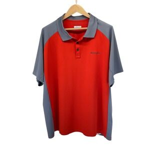 New Columbia Omni-Shade Mens XXL Polo Shirt Orange Grey Raglan Performance
